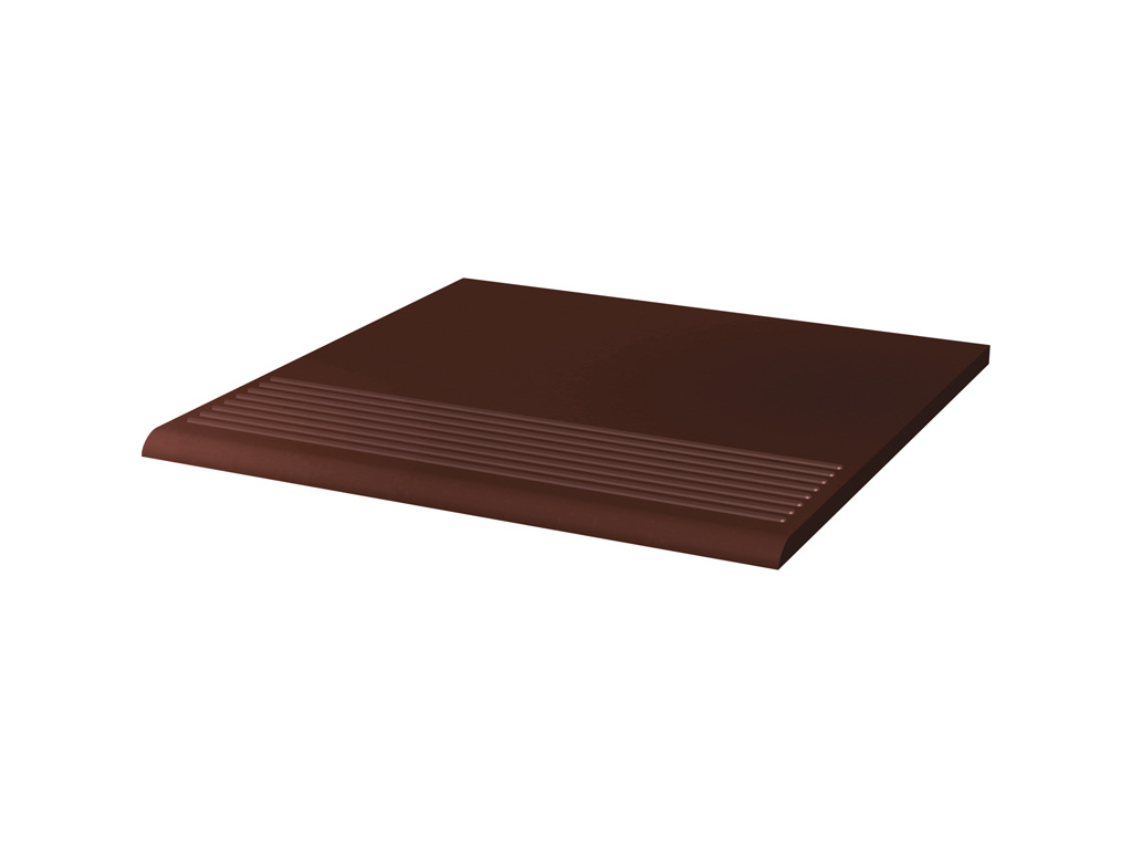 Фото Клинкерная ступень с насечками Paradyz Cloud, Brown гладкая, 300*300*8,5 мм