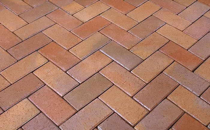 Фото Клинкерная брусчатка Penter Florenz bunt orangegelb geflammt, 200*100*45 мм