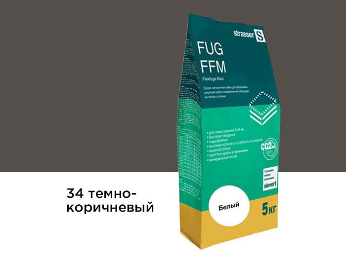 Фото Сухая затирочная смесь strasser FUG FFM для широких швов 34 темно-коричневый, 5 кг