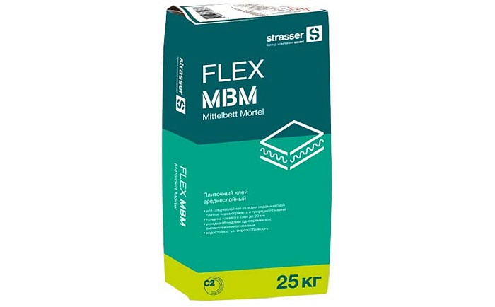 Фото Плиточный клей среднеслойный strasser FLEX MBM, 25 кг