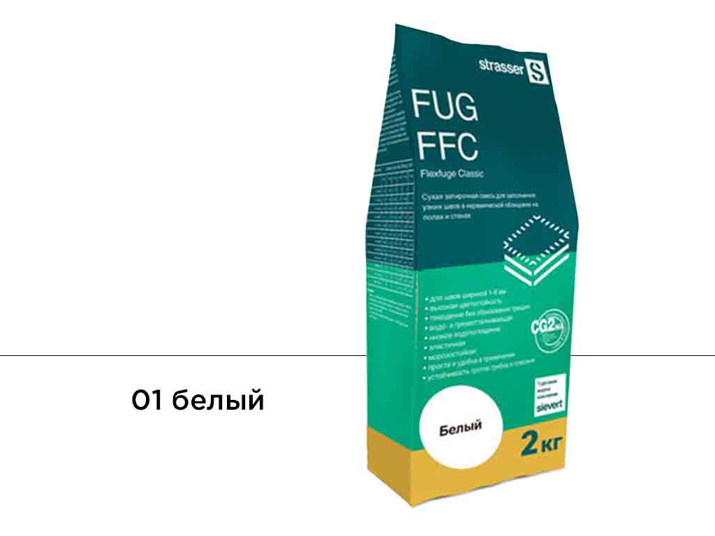 Фото Сухая затирочная смесь strasser FUG FFC для узких швов 01 белый, 2 кг