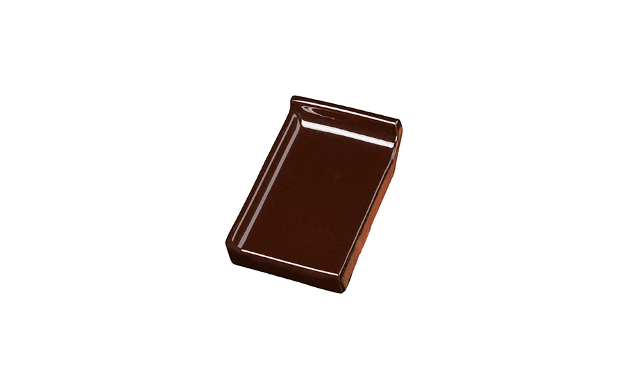Фото Клинкерный завершающий водоотлив с бортиком левый Terca Dark brown shine, 160*105*30 мм