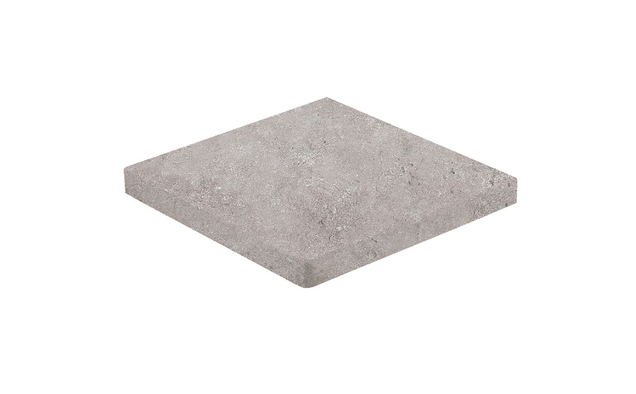 Фото Клинкерная ступень прямоугольная угловая Loftstufe Stroeher Gravel Blend 962 grey, 340х340х35х11 мм