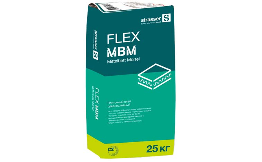 Фото Плиточный клей среднеслойный strasser FLEX MBM, 25 кг