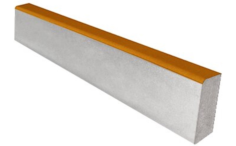 Фото Садовый бордюр SteinRus БР 100.20.8R, гладкая, частичный прокрас, желтый, 1000*200*80 мм