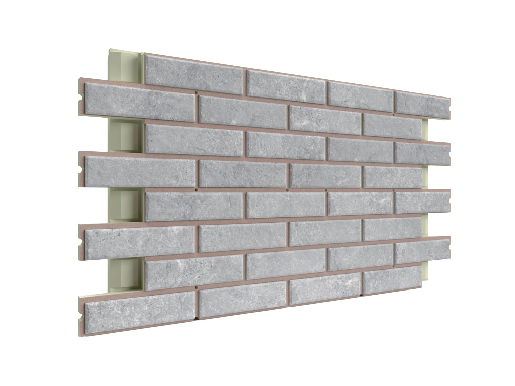 Фото Термопанель ППУ с клинкерной плиткой толщиной 8,5 мм BestPoint Exclusive Cement Gray 1166*616*65 мм