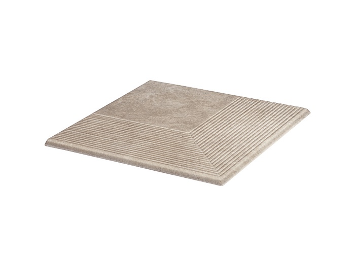 Фото Клинкерная угловая ступень с насечками Paradyz Viano, Beige, 300*300*11 мм
