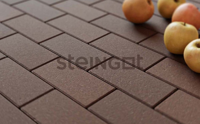 Фото Плитка тротуарная Steingot Моноцвет, Прямоугольник, темно-коричневый, 200*100*40 мм
