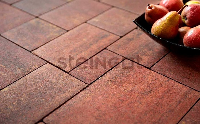 Фото Плитка тротуарная Steingot Колормикс, Бавария, Терракота (Terracotta), комплект 4 шт, толщина 60 мм