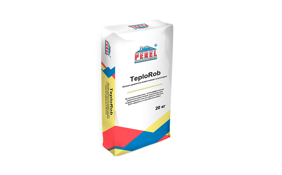 Фото Цементно-известковая штукатурка Perel TeploRob 0518, 20 кг