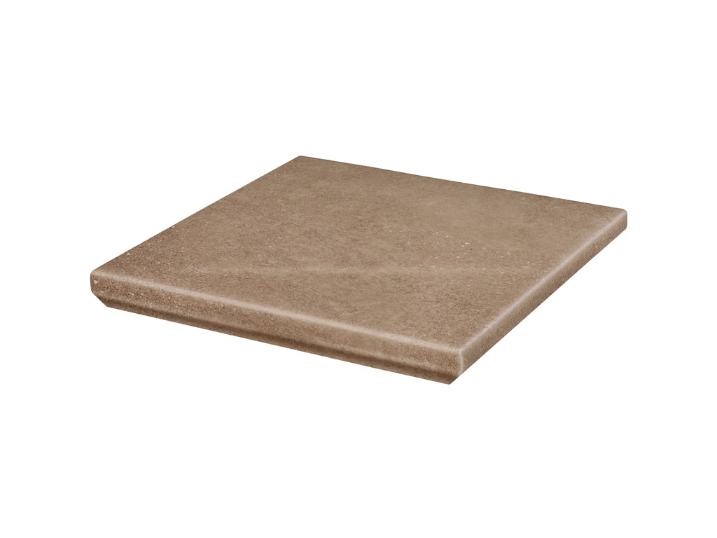 Фото Клинкерная угловая ступень с капиносом Paradyz Mattone Sabbia, Brown, 330*330*11 мм