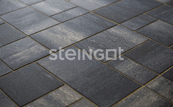 Фото Плитка тротуарная Steingot Колормикс, Мюнхен, Графитовый камень (Stein Black), комплект 4 шт, толщина 60 мм