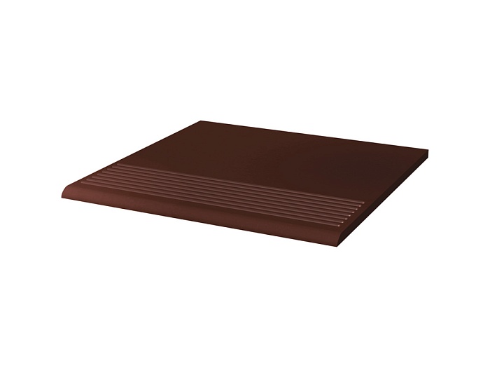 Фото Клинкерная ступень с насечками Paradyz Cloud, Brown гладкая, 300*300*8,5 мм
