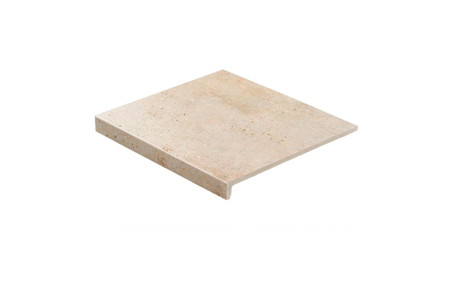 Фото Клинкерная ступень прямоугольная рядовая Stroeher Loftstufe Gravel Blend 960 beige 294х340х35х11 мм