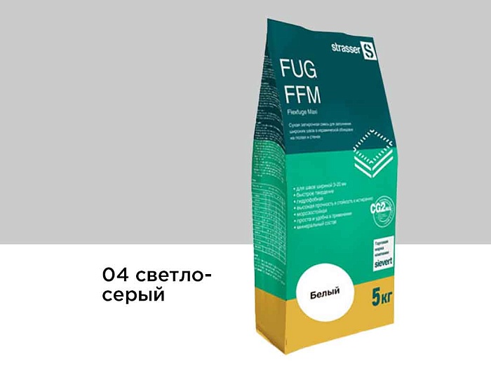 Фото Сухая затирочная смесь strasser FUG FFM для широких швов 04 светло-серый, 5 кг
