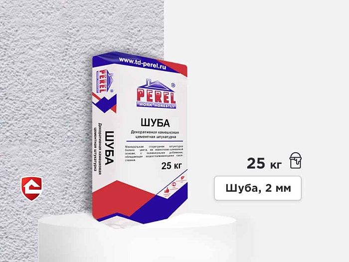 Фото Минеральная штукатурка Perel Cemento, шуба 2 мм, белая, 25 кг