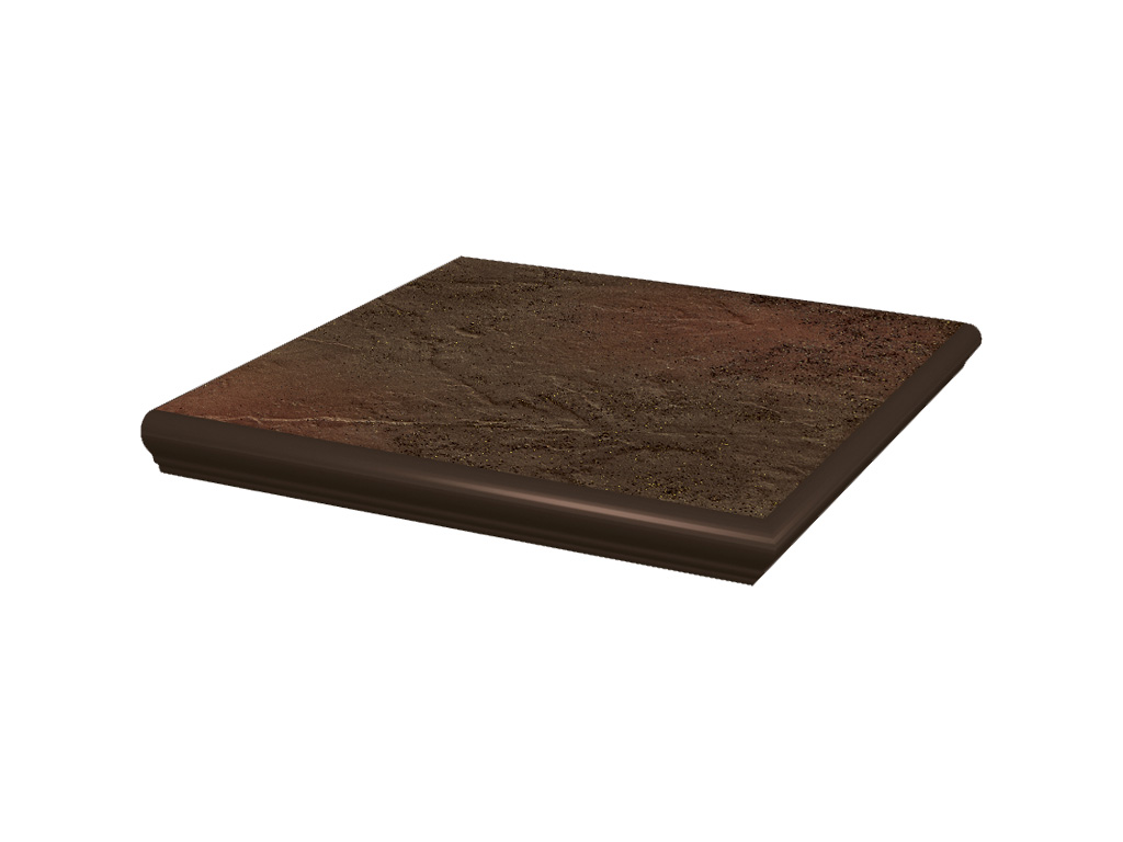 Фото Клинкерная угловая ступень с капиносом Paradyz Semir, Brown, 330*330*11 мм