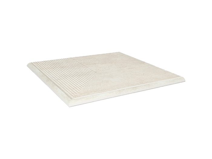 Фото Клинкерная угловая ступень с насечками Paradyz Scandiano, Beige, 300*300*11 мм