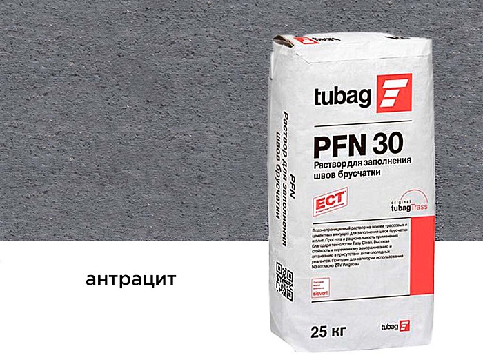 Фото Раствор для заполнения швов брусчатки tubag PFN30 антрацит, 25 кг