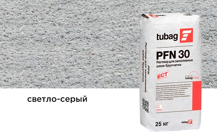 Фото Раствор для заполнения швов брусчатки tubag PFN30 светло-серый, 25 кг