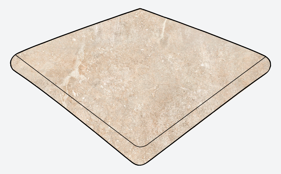 Фото Угловая ступень-флорентинер Gres Aragon Petra Beige 330*330*14(36) мм