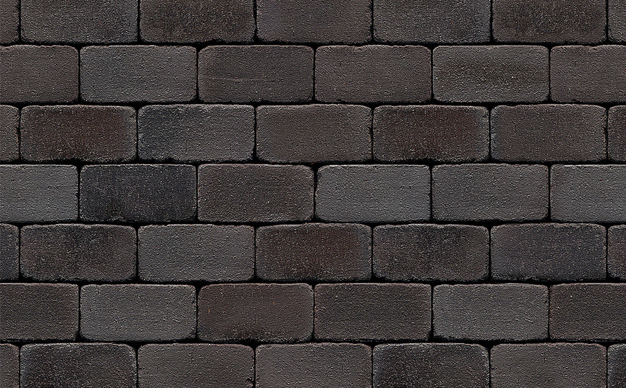 Фото Клинкерная брусчатка Westerwaelder Klinker PK815SG Schwarz-bunt Edelglanz gerumpelt, 200*100*52 мм