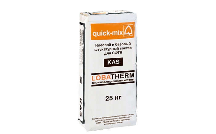 Фото Клеящий и армирующий раствор quick-mix KAS для СФТК серый, 25 кг