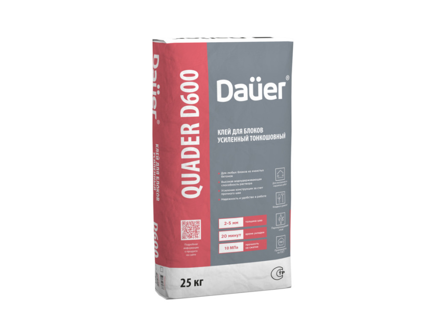 Фото Клей монтажный тонкошовный Dauer QUADER D600, 25 кг