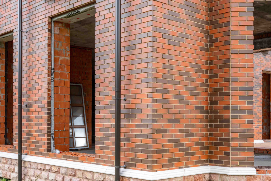 Фото Кирпич клинкерный ЛСР Ноттингем красный флэшинг гладкий, 250*85*65 мм