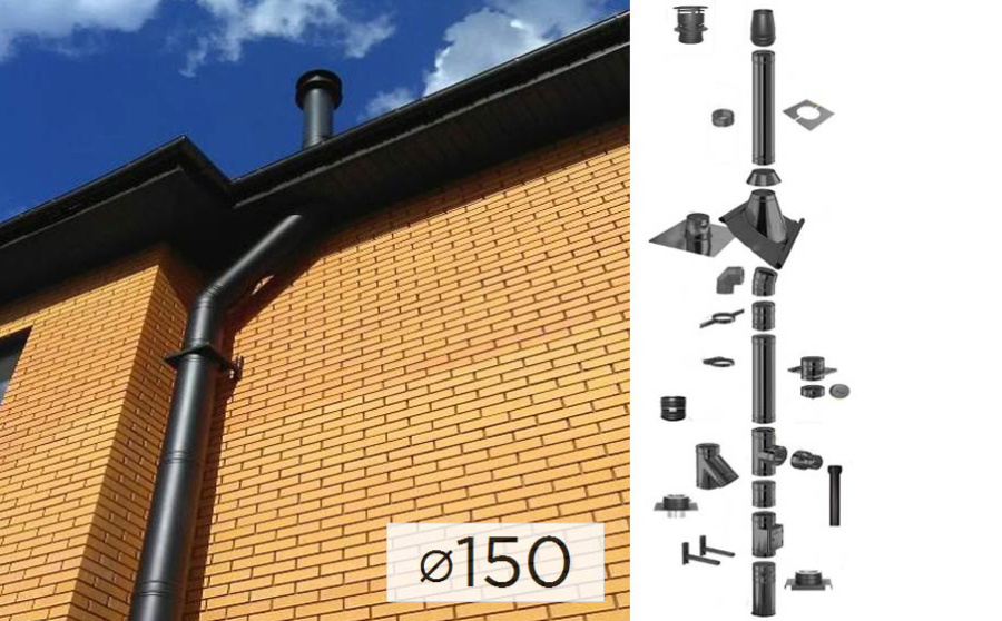 Фото Дымоходная система Schiedel PERMETER ULTRA 50 из стали D 150 мм цвет черный