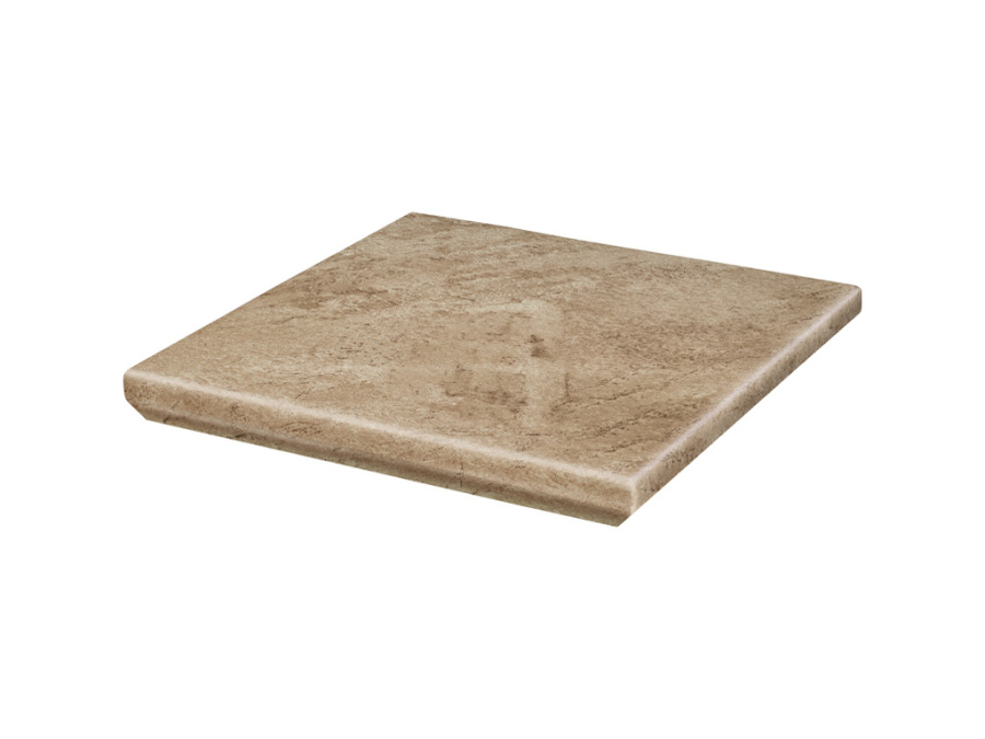 Фото Клинкерная угловая ступень с капиносом Paradyz Mattone Pietra, Beige, 330*330*11 мм