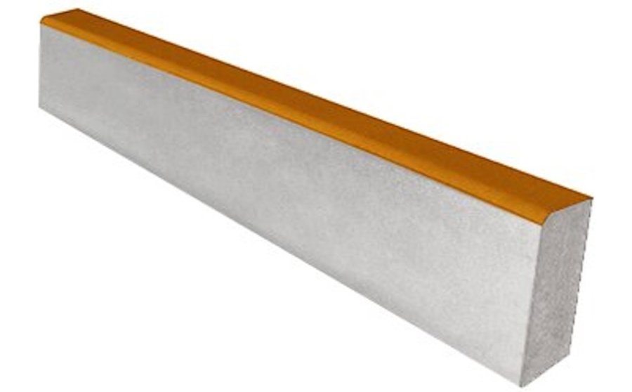 Фото Садовый бордюр SteinRus БР 100.20.8R, гладкая, частичный прокрас, желтый, 1000*200*80 мм
