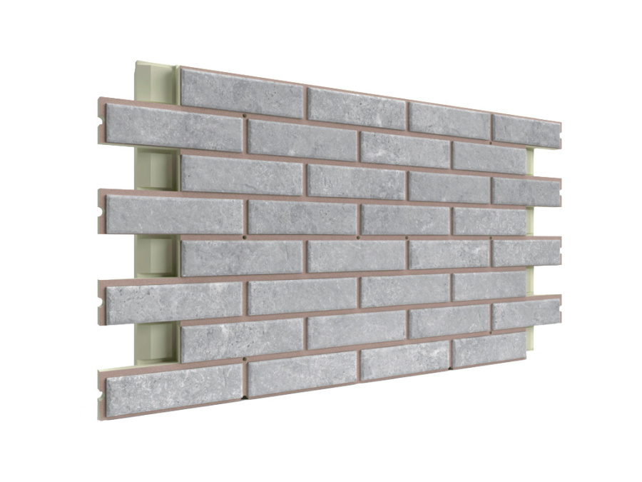 Фото Термопанель ППУ с клинкерной плиткой толщиной 8,5 мм BestPoint Exclusive Cement Gray 1166*616*65 мм