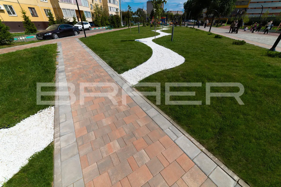 Фото Плитка тротуарная BRAER Старый город Ландхаус Color Mix Туман, толщина 60 мм
