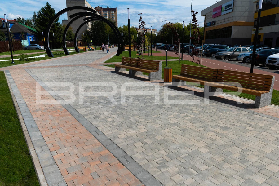 Фото Плитка тротуарная BRAER Старый город Ландхаус Color Mix Туман, толщина 60 мм