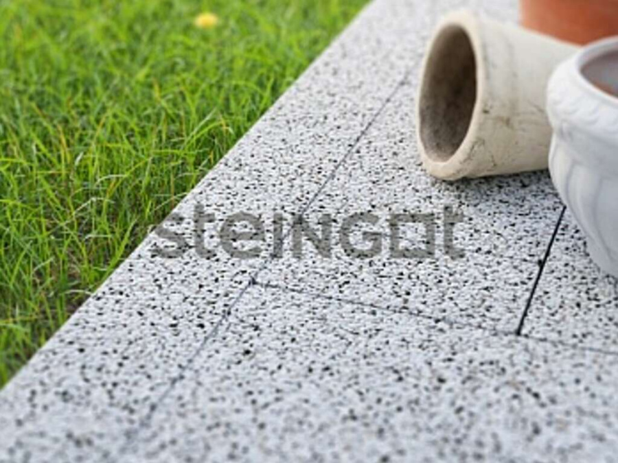 Фото Тротуарный бордюр садовый Steingot, Премиум, Белый гранит (Bianco Nero), 1000*200*80 мм