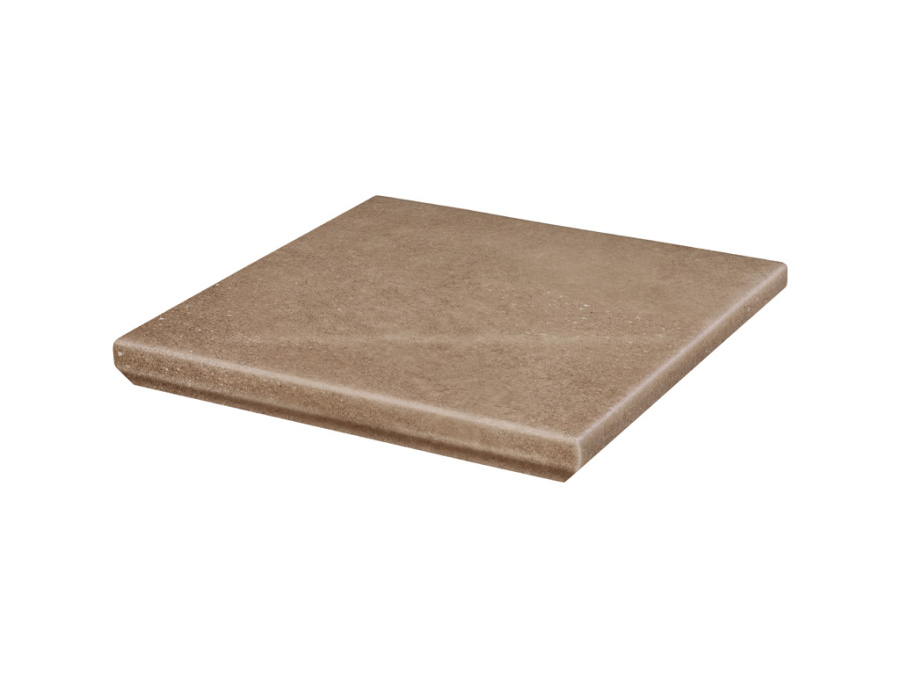 Фото Клинкерная угловая ступень с капиносом Paradyz Mattone Sabbia, Brown, 330*330*11 мм