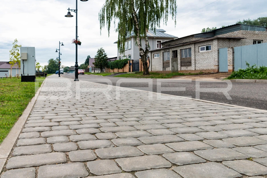 Фото Плитка тротуарная BRAER Ривьера серый, 132*60 мм