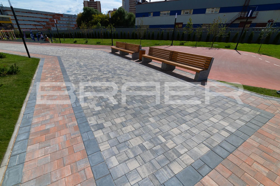 Фото Плитка тротуарная BRAER Старый город Ландхаус Color Mix Туман, толщина 60 мм