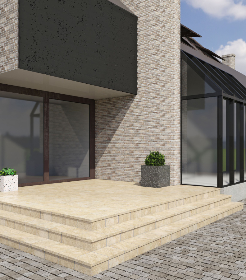 Фото Ступень кантик Модерн Interbau Abell 270 желто-бежевый, 310*304*9,5 мм