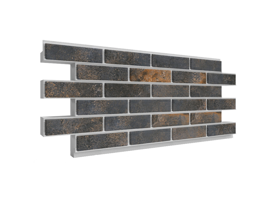 Фото Термопанель ППС с клинкерной плиткой толщиной 8,5 мм BestPoint Exclusive Metal Dark 1145*470*60 мм