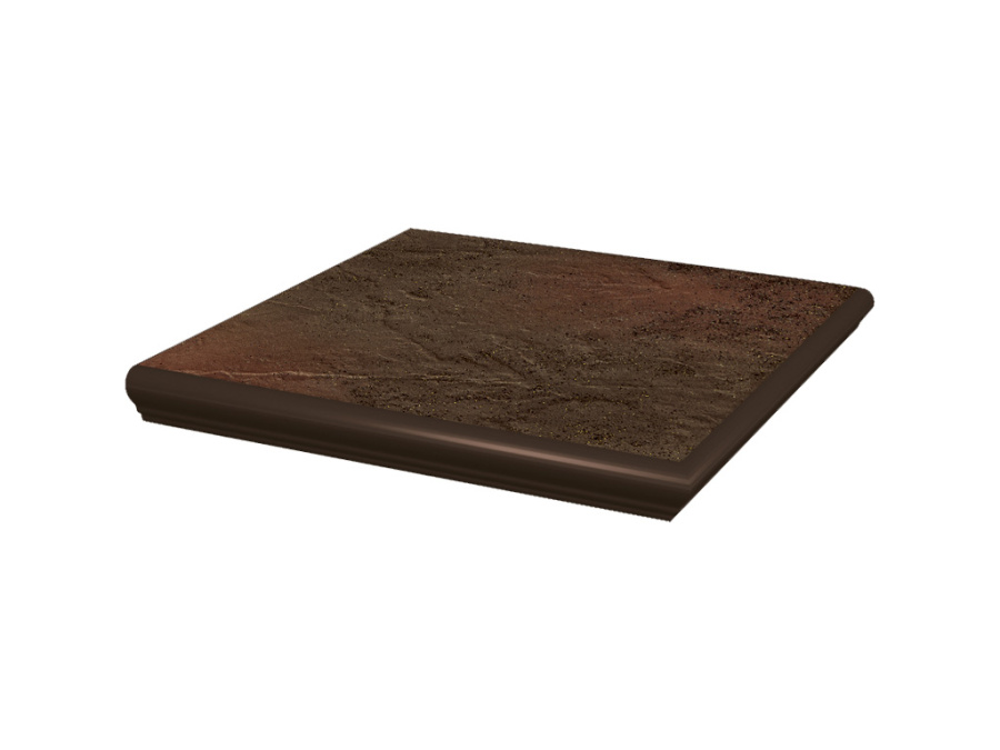 Фото Клинкерная угловая ступень с капиносом Paradyz Semir, Brown, 330*330*11 мм