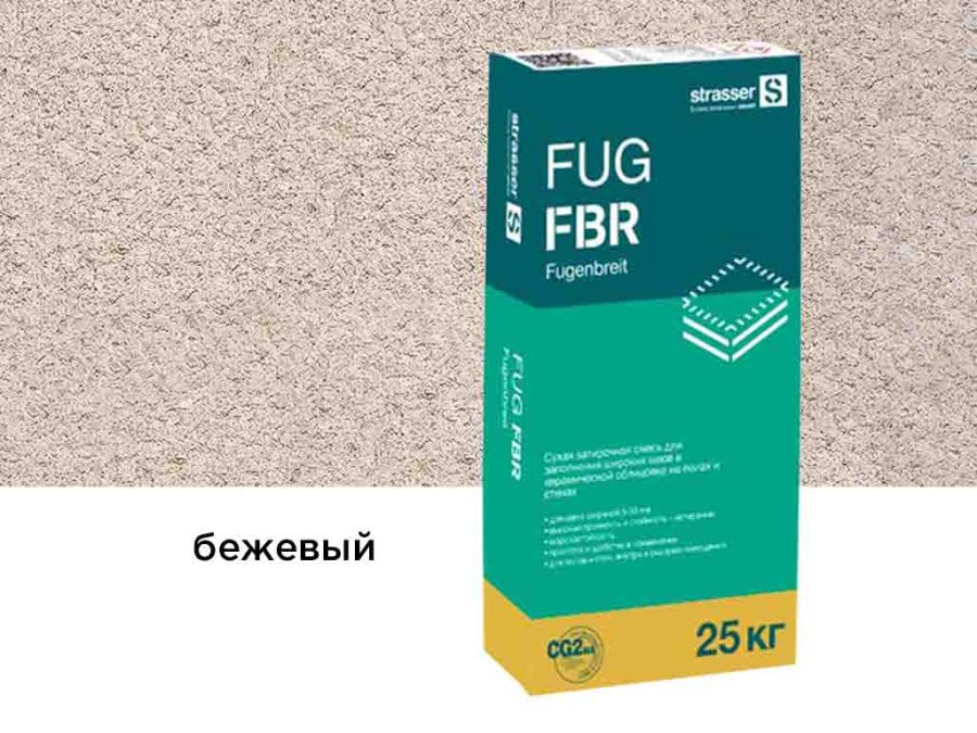 Фото Сухая затирочная смесь strasser FUG FBR для широких швов, бежевый, 25 кг