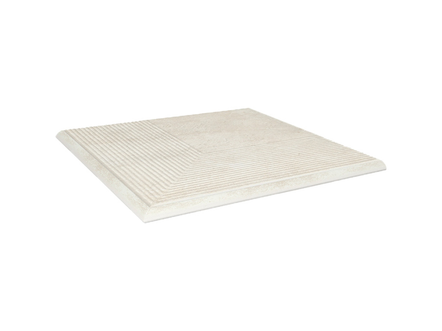 Фото Клинкерная угловая ступень с насечками Paradyz Scandiano, Beige, 300*300*11 мм