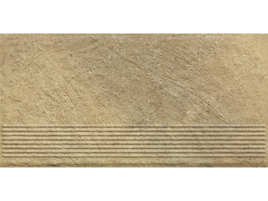 Фото Клинкерная ступень с насечками Paradyz Eremite, Beige, 600*300*8,5 мм